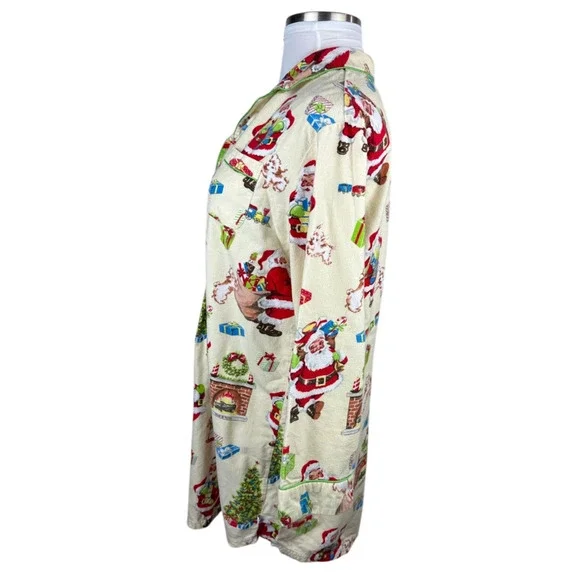 Nick & Nora Christmas Santa Themed Flannel Cotton Nightgown Holiday PJ's XXL - Picture 8 of 14